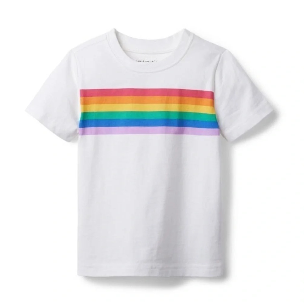NWT Janie and Jack t-shirt rainbow‎ short sleeve white